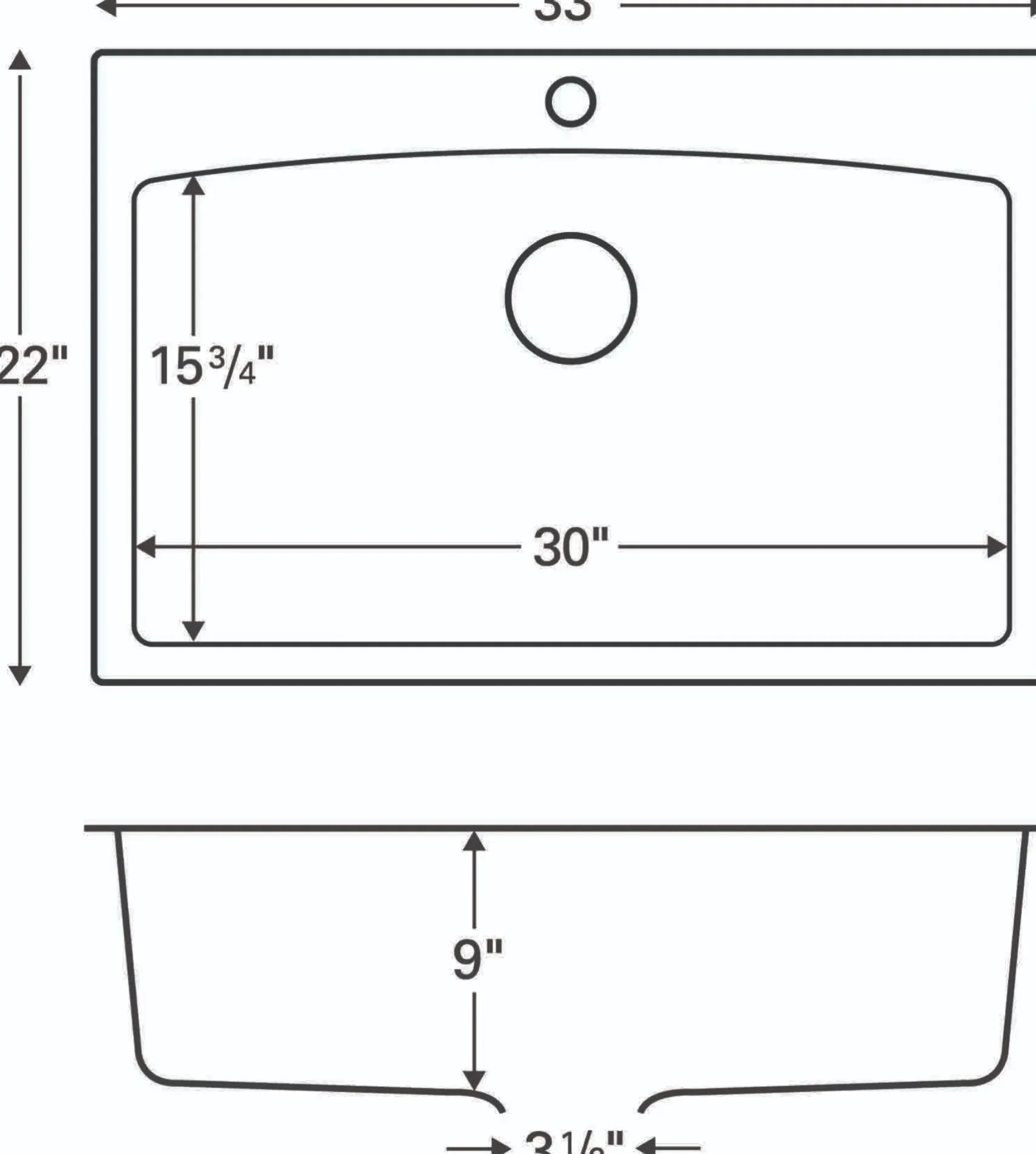Karran 33" Drop In/Topmount Quartz Composite Kitchen Sink, Grey, QT-712-GR-PK1