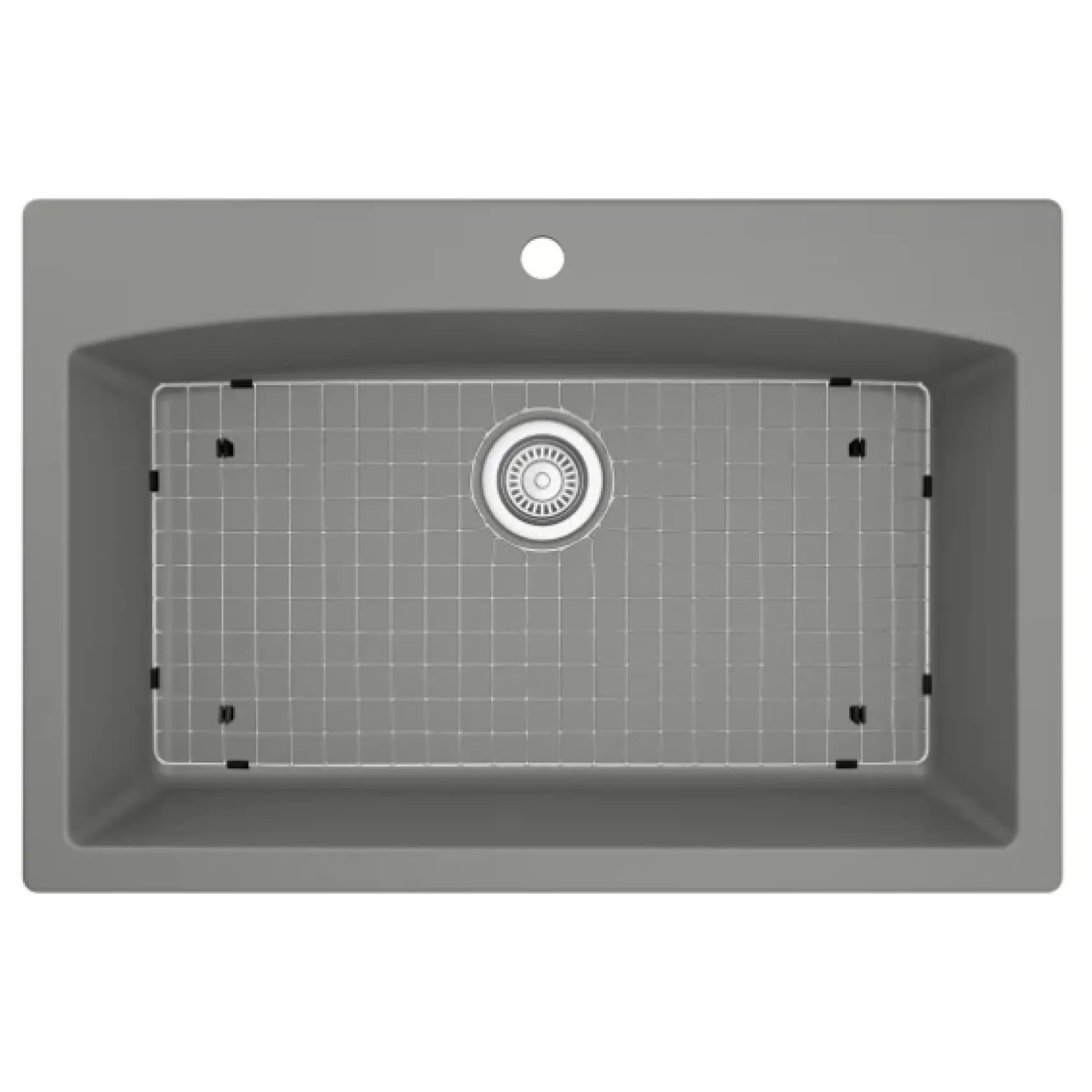 Karran 33" Drop In/Topmount Quartz Composite Kitchen Sink, Grey, QT-712-GR-PK1