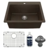 Karran 25" Drop In/Topmount Quartz Composite Kitchen Sink with Accessories, Brown, QT-820-BR-PK1
