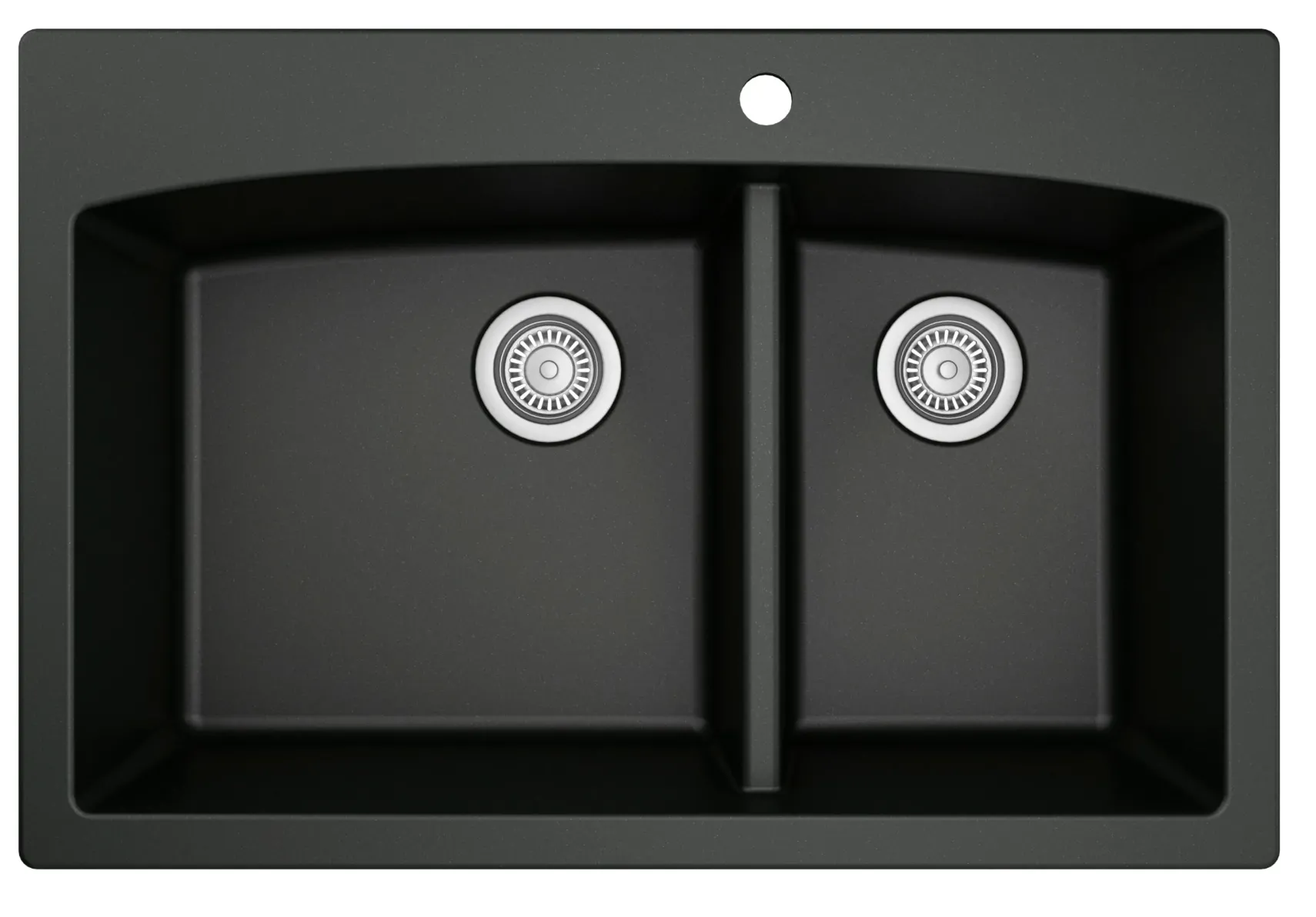 Karran 33" Drop In/Topmount Quartz Composite Kitchen Sink, 60/40 Double Bowl, Black, QT-711-BL-PK1