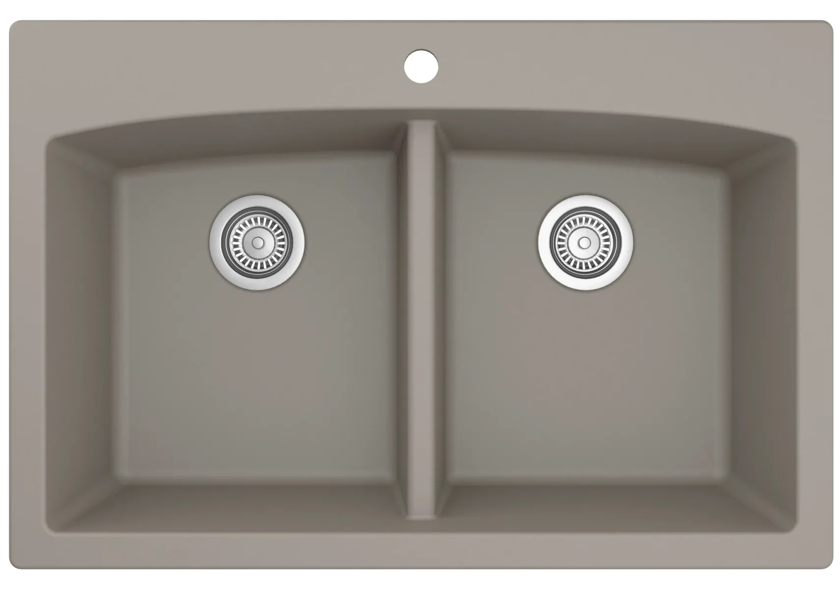 Karran 33" Drop In/Topmount Quartz Composite Kitchen Sink, 50/50 Double Bowl, Concrete, QT-710-CN