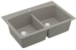 Karran 33" Drop In/Topmount Quartz Composite Kitchen Sink, 50/50 Double Bowl, Concrete, QT-710-CN