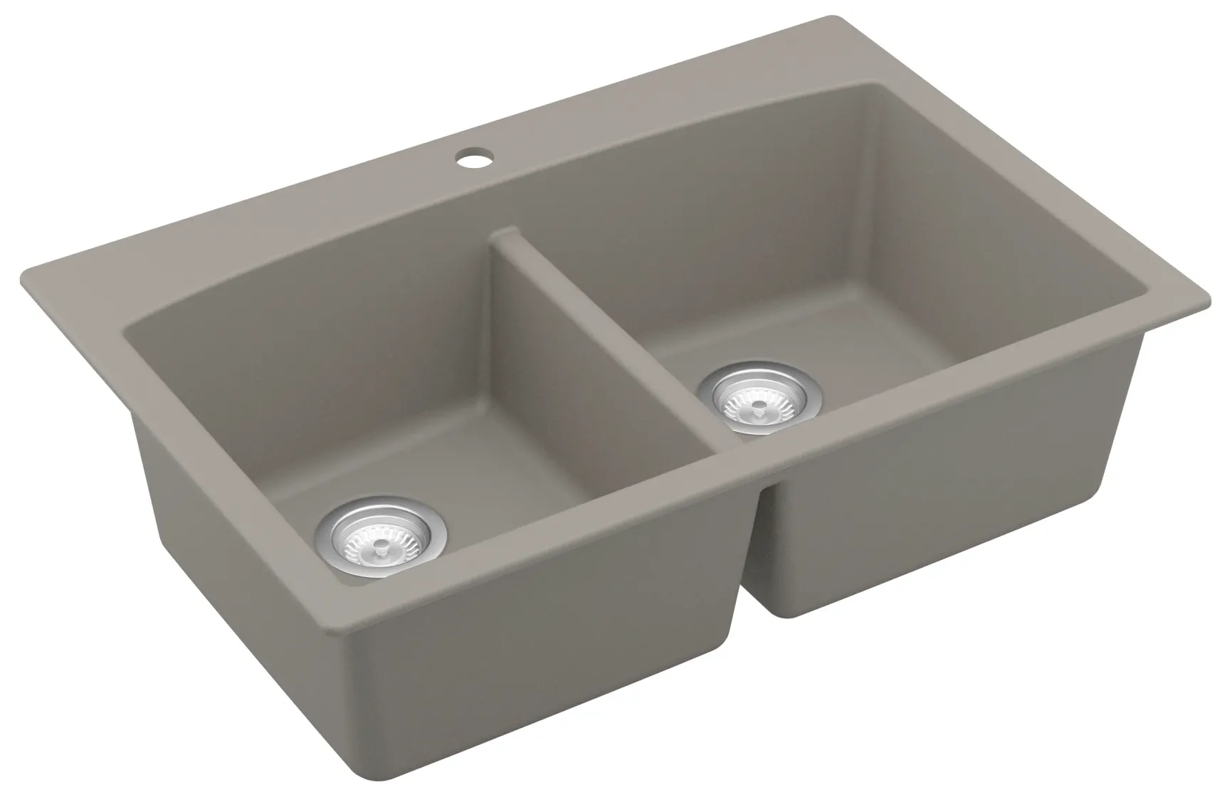 Karran 33" Drop In/Topmount Quartz Composite Kitchen Sink, 50/50 Double Bowl, Concrete, QT-710-CN