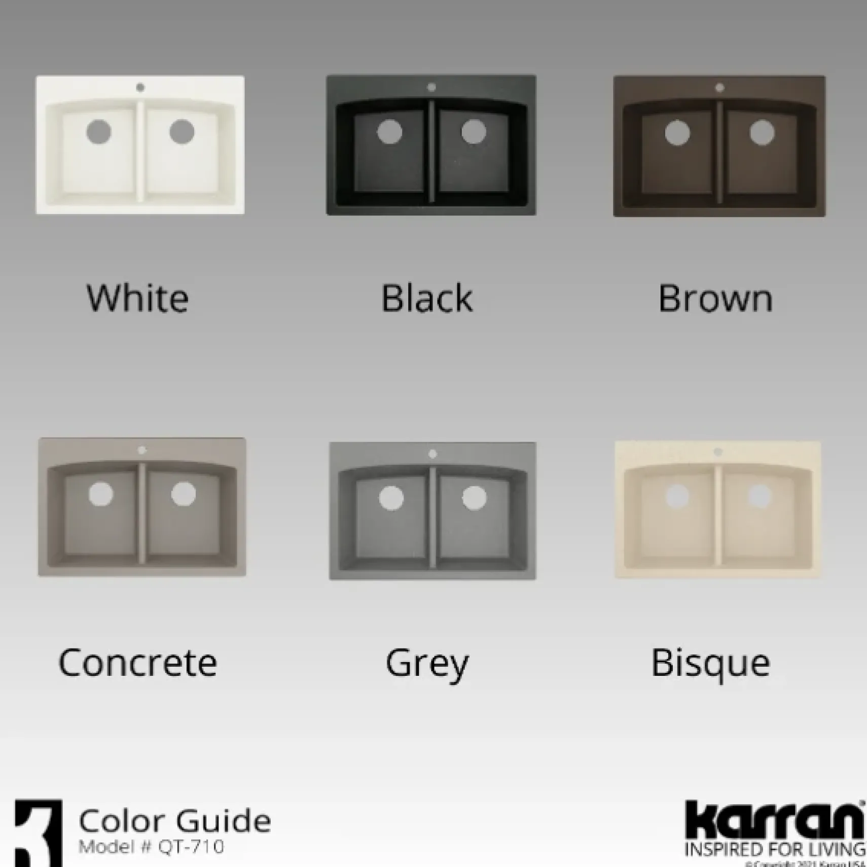 Karran 33" Drop In/Topmount Quartz Composite Kitchen Sink, 50/50 Double Bowl, Concrete, QT-710-CN
