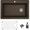 Karran 33" Drop In/Topmount Quartz Composite Kitchen Sink, Brown, QT-670-BR-PK1