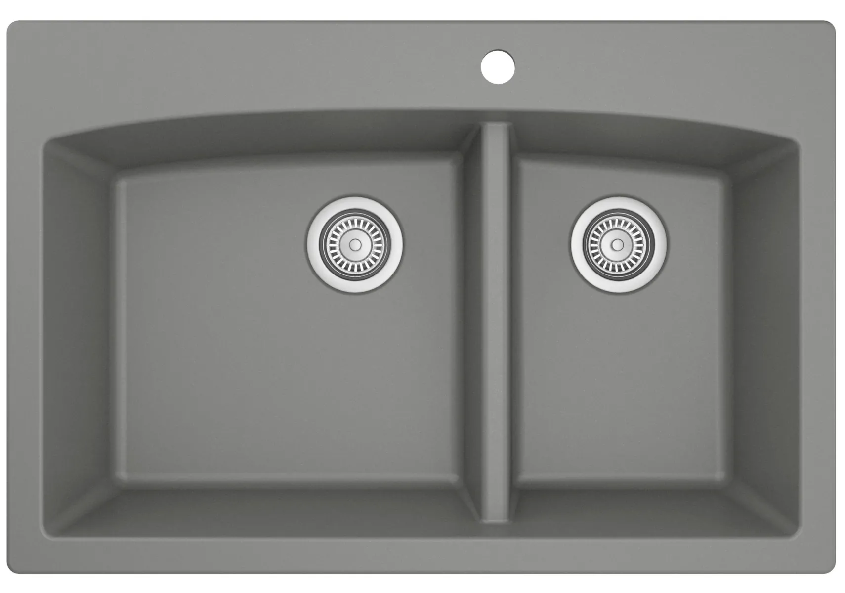 Karran 33" Drop In/Topmount Quartz Composite Kitchen Sink, 60/40 Double Bowl, Grey, QT-711-GR-PK1