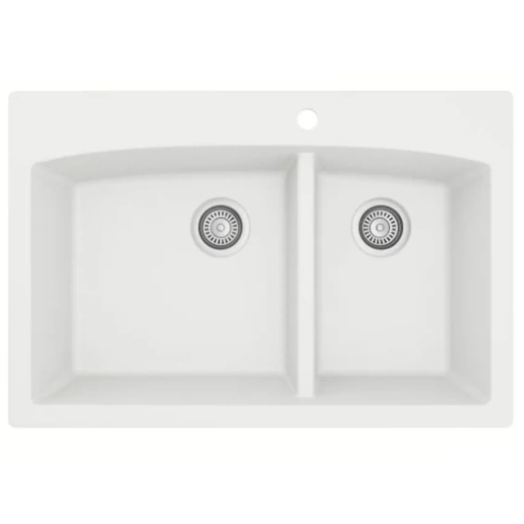 Karran 33" Drop In/Topmount Quartz Composite Kitchen Sink, 60/40 Double Bowl, White, QT-711-WH