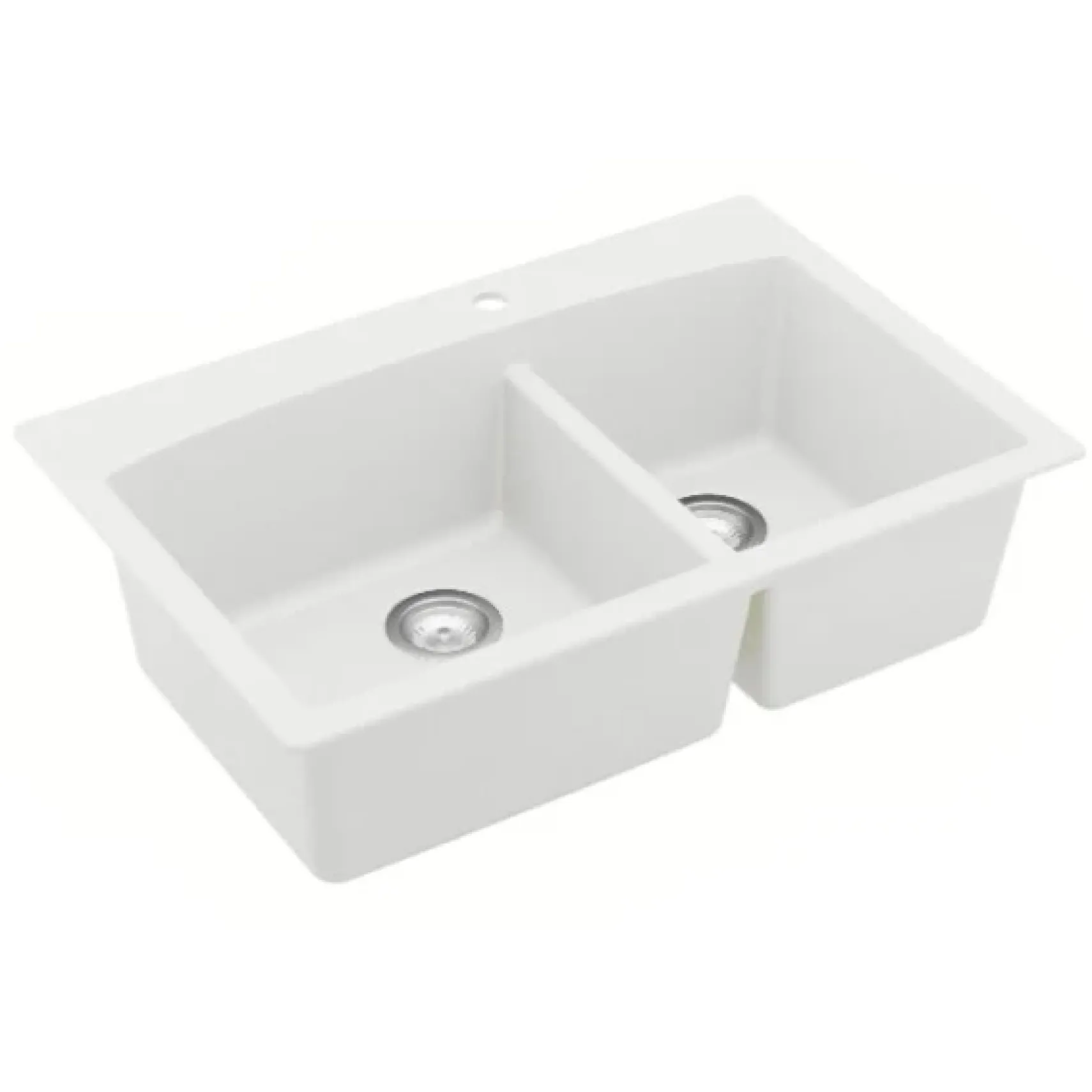 Karran 33" Drop In/Topmount Quartz Composite Kitchen Sink, 60/40 Double Bowl, White, QT-711-WH