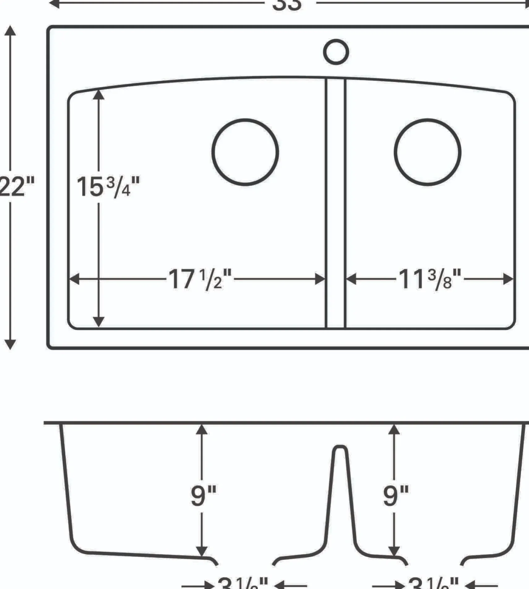 Karran 33" Drop In/Topmount Quartz Composite Kitchen Sink, 60/40 Double Bowl, Bisque, QT-711-BI-PK1