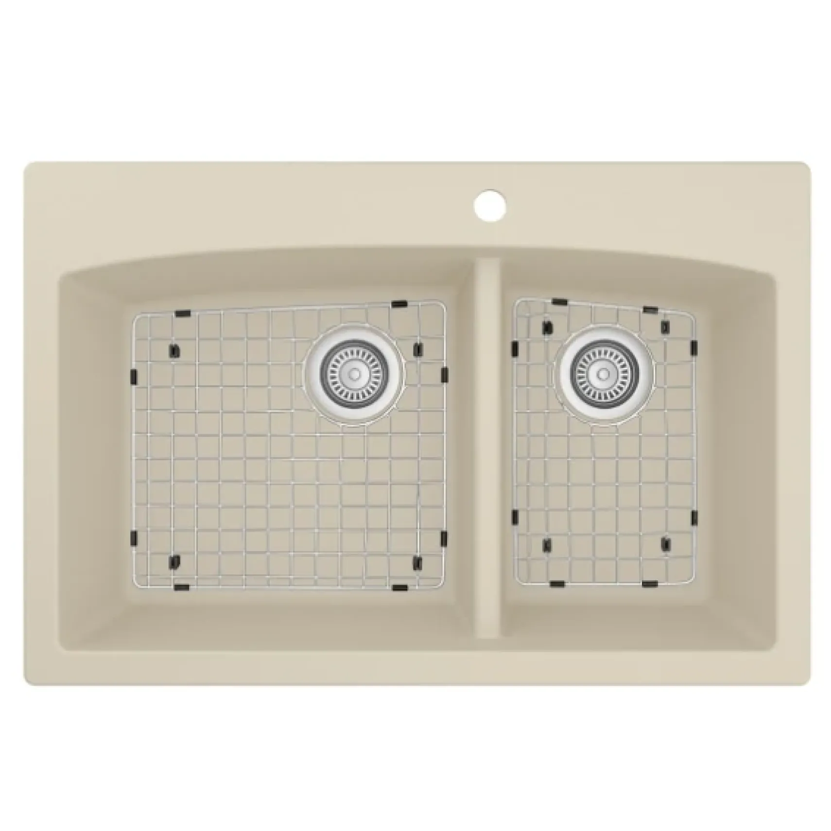 Karran 33" Drop In/Topmount Quartz Composite Kitchen Sink, 60/40 Double Bowl, Bisque, QT-711-BI-PK1