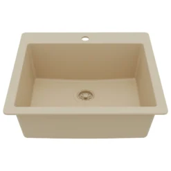 Karran 25" Drop In/Topmount Quartz Composite Kitchen Sink, Bisque, QT-820-BI