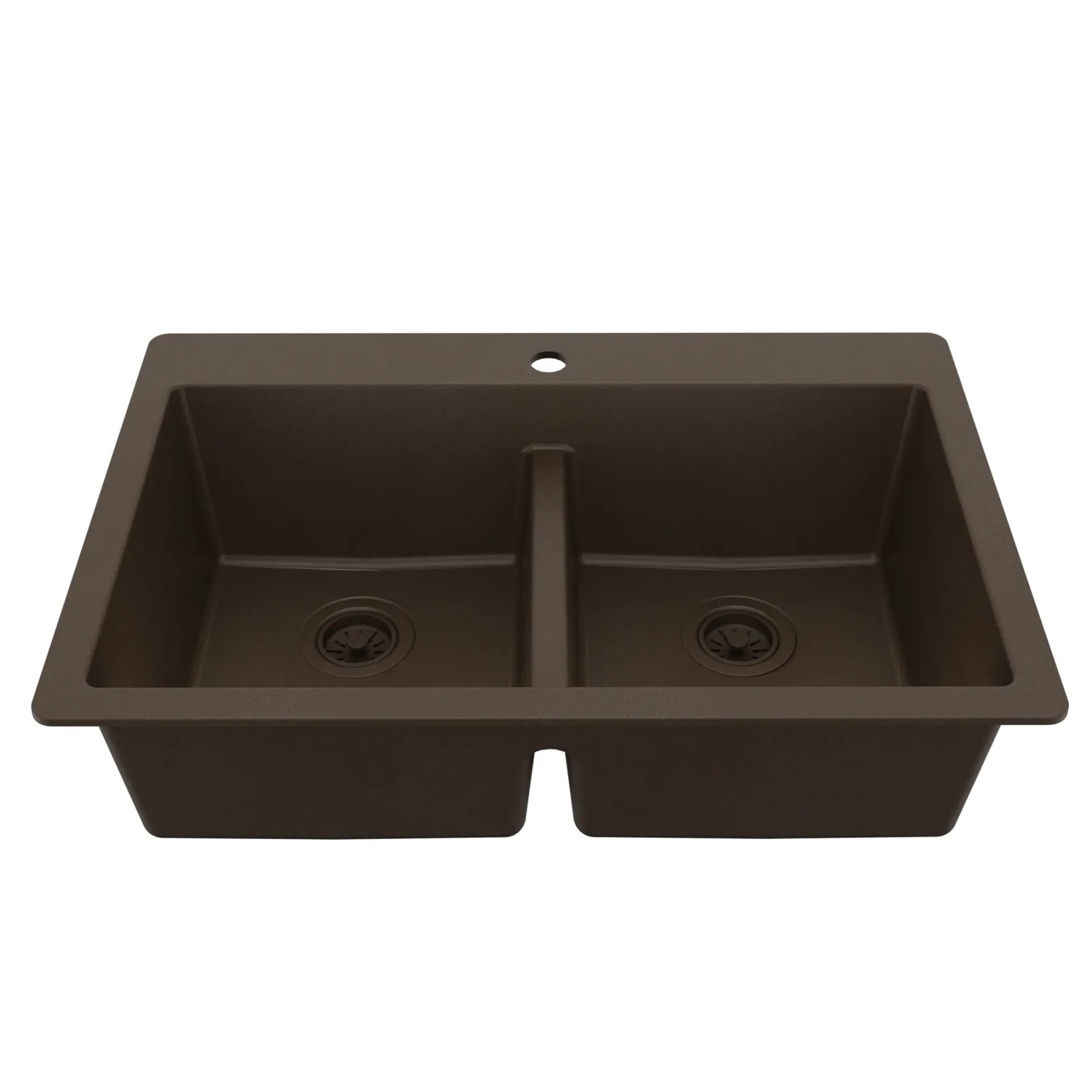 Karran 33" Drop In/Topmount Quartz Composite Kitchen Sink, 50/50 Double Bowl, Brown, QT-810-BR
