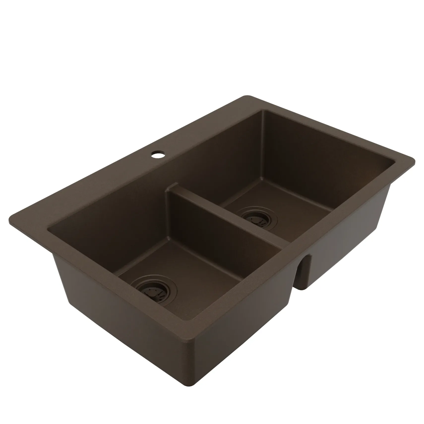 Karran 33" Drop In/Topmount Quartz Composite Kitchen Sink, 50/50 Double Bowl, Brown, QT-810-BR