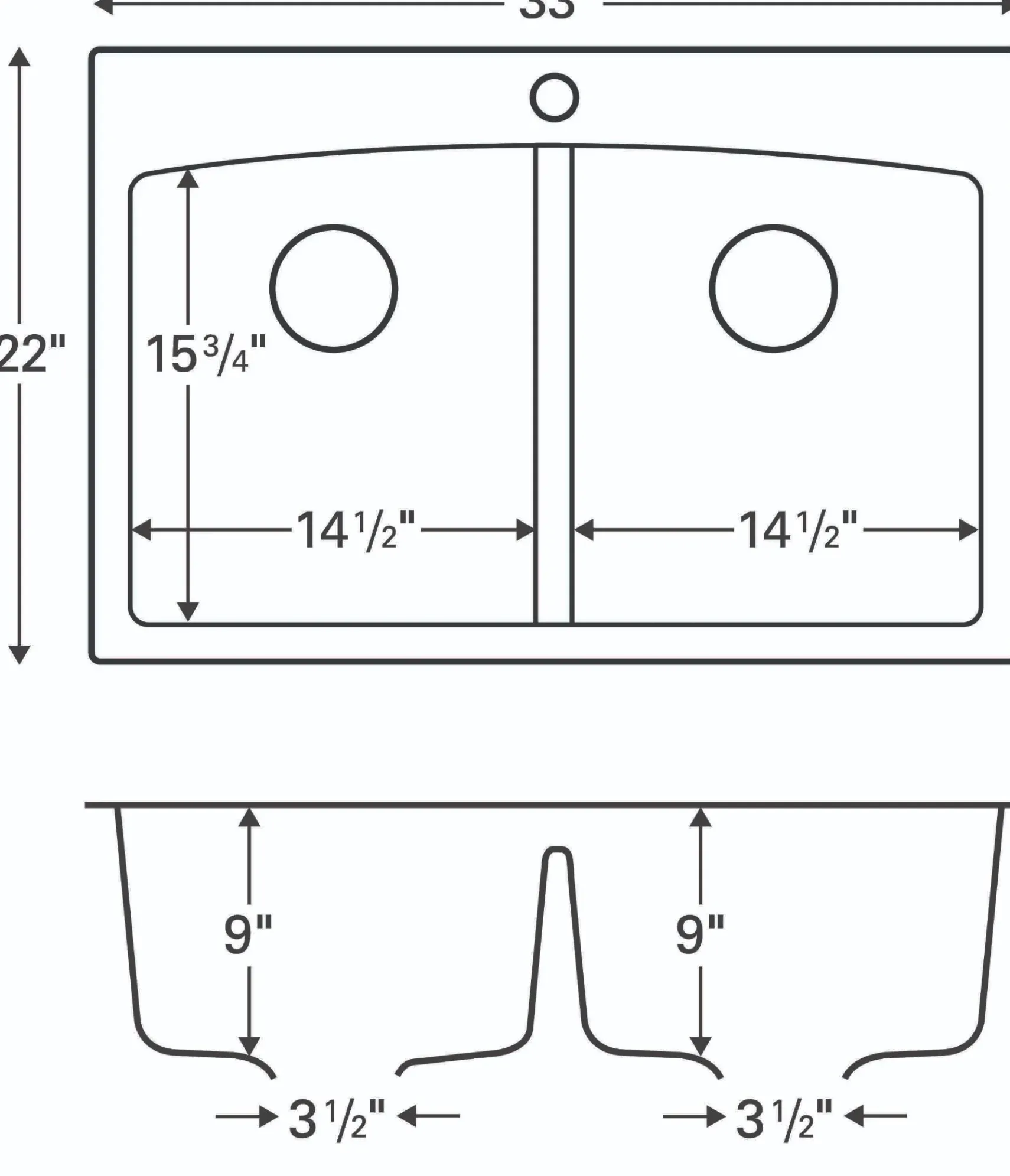 Karran 33" Drop In/Topmount Quartz Composite Kitchen Sink, 50/50 Double Bowl, White, QT-710-WH-PK1