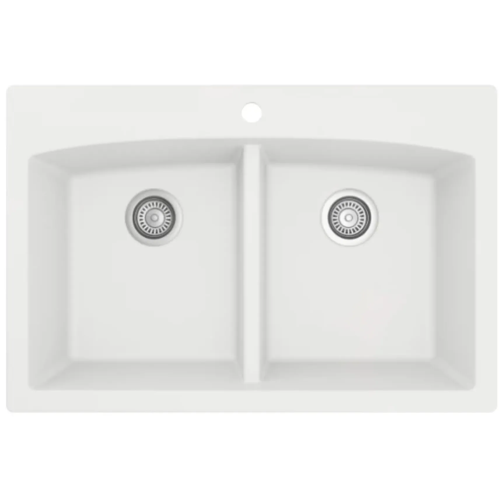 Karran 33" Drop In/Topmount Quartz Composite Kitchen Sink, 50/50 Double Bowl, White, QT-710-WH-PK1