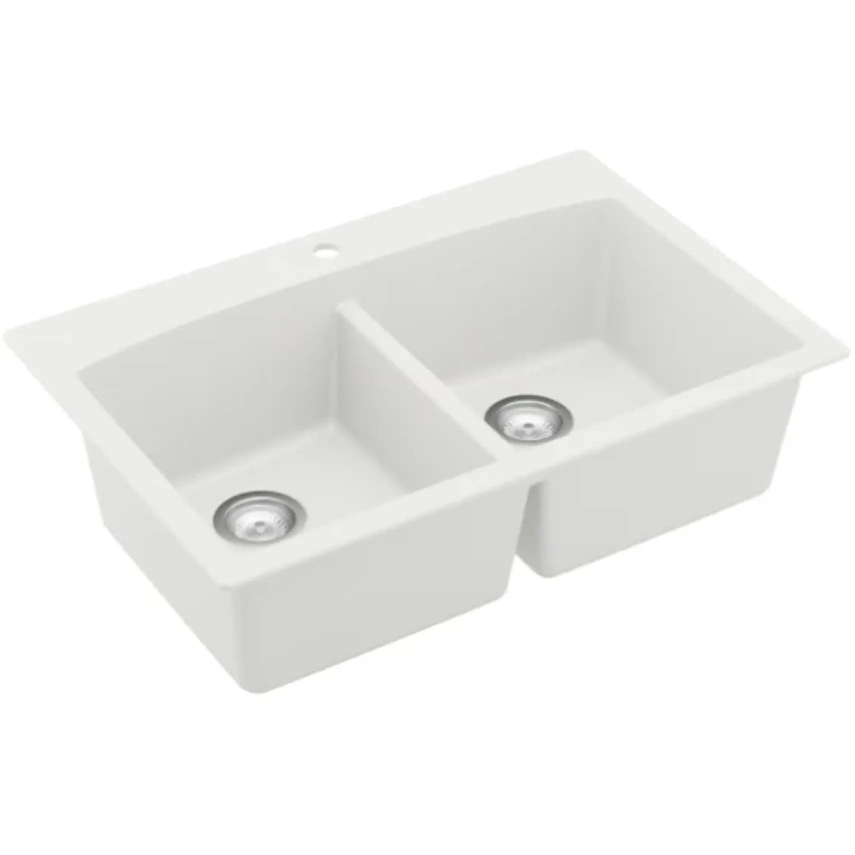 Karran 33" Drop In/Topmount Quartz Composite Kitchen Sink, 50/50 Double Bowl, White, QT-710-WH-PK1