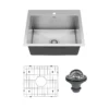 Karran 25" Drop In/Topmount Stainless Steel Kitchen Sink with Accessories, 16 Gauge, EL-30-PK1
