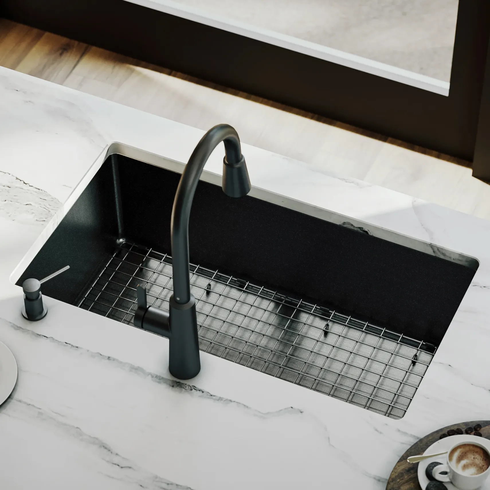 Karran Elite 32" Undermount Stainless Steel Kitchen Sink, Gunmetal Black, EL-79-D1-PK1