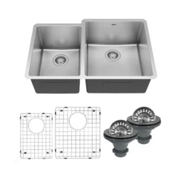 Karran Elite 33" Undermount Stainless Steel Kitchen Sink with Accessories, 40/60 Double Bowl, 16 Gauge, EL-78L-PK1
