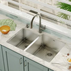 Karran Elite 33" Undermount Stainless Steel Kitchen Sink with Accessories, 40/60 Double Bowl, 16 Gauge, EL-78L-PK1