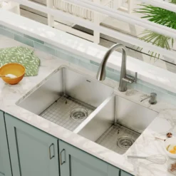 Karran Elite 33" Undermount Stainless Steel Kitchen Sink with Accessories, 60/40 Double Bowl, 16 Gauge, EL-78R-PK1