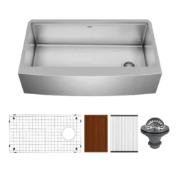 Karran Elite Workstation 36" Stainless Steel Workstation Farmhouse Sink with Accessories, 16 Gauge, WSA-46-PK1