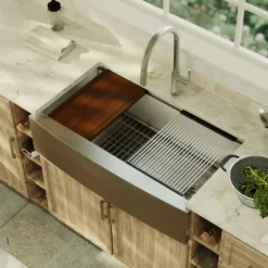 Karran Elite Workstation 36" Stainless Steel Workstation Farmhouse Sink with Accessories, 16 Gauge, WSA-46-PK1