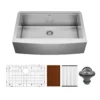 Karran Elite Workstation 33" Stainless Steel Workstation Farmhouse Sink with Accessories, 16 Gauge, WSA-45-PK1