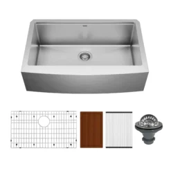 Karran Elite Workstation 33" Stainless Steel Workstation Farmhouse Sink with Accessories, 16 Gauge, WSA-45-PK1