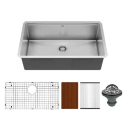 Karran Elite Workstation 32" Undermount Stainless Steel Workstation Kitchen Sink with Accessories, 16 Gauge, WS-37-PK1