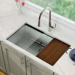 Karran Elite Workstation 32" Undermount Stainless Steel Workstation Kitchen Sink with Accessories, 16 Gauge, WS-37-PK1