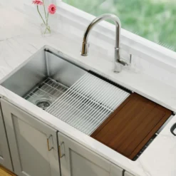 Karran Elite Workstation 39" Undermount Stainless Steel Workstation Kitchen Sink with Accessories, 16 Gauge, WS-39-PK1