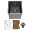 Karran Elite Workstation 15" Undermount Stainless Steel Kitchen Sink, Gunmetal Black, WS-31-D1-PK1