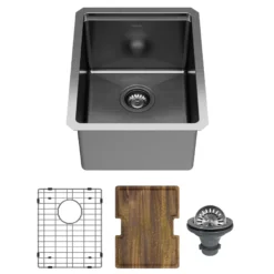 Karran Elite Workstation 15" Undermount Stainless Steel Kitchen Sink, Gunmetal Black, WS-31-D1-PK1