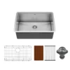 Karran Elite Workstation 27" Undermount Stainless Steel Workstation Kitchen Sink with Accessories, 16 Gauge, WS-34-PK1