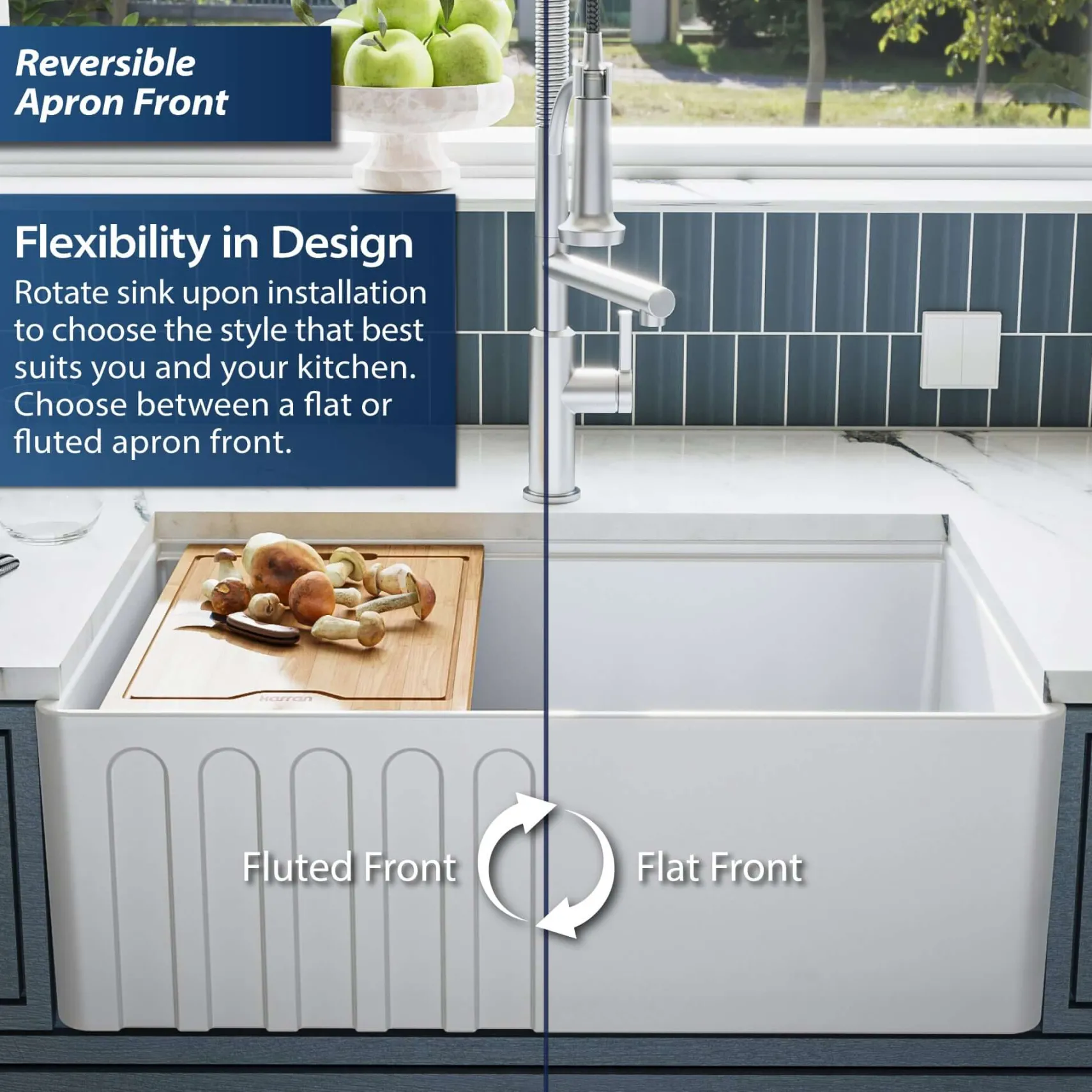 Karran Fireclay 30" Fireclay Workstation Farmhouse Sink with Accessories, White, FCWSF30SBWH-PK1