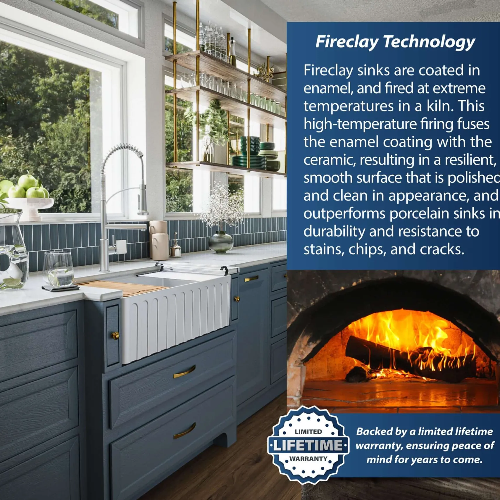 Karran Fireclay 33" Fireclay Workstation Farmhouse Sink with Accessories, White, FCWSF33SBWH-PK1