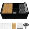 Karran Fireclay 30" Fireclay Workstation Farmhouse Sink with Accessories, Matte Black, FCWSF30SBMB-PK1