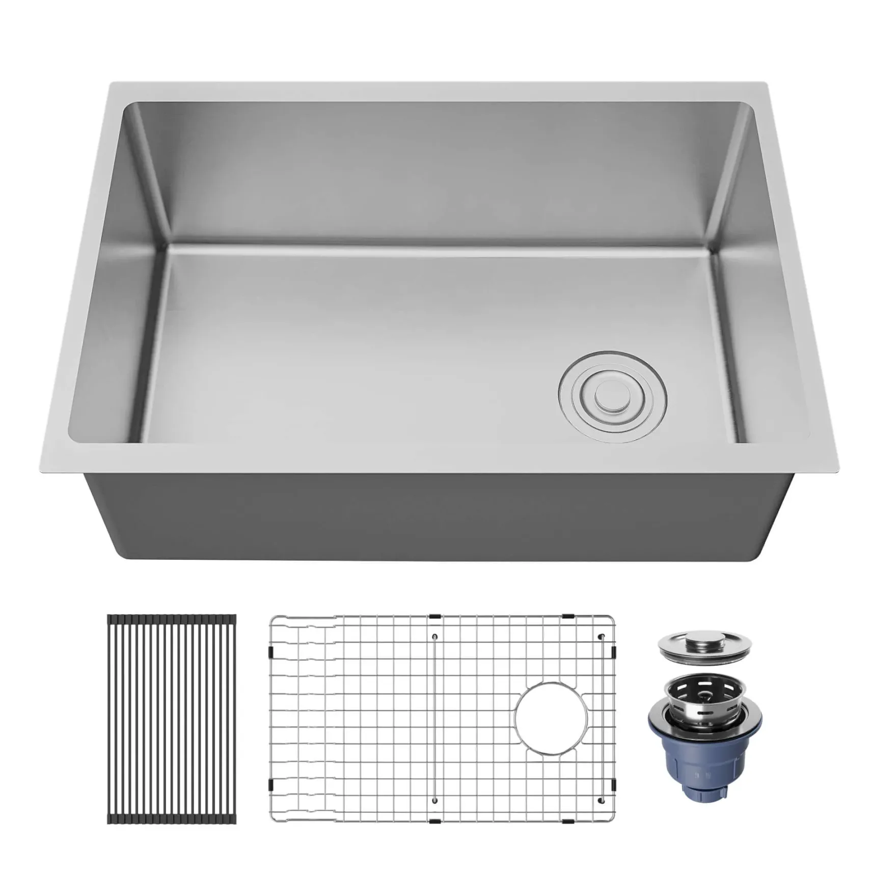 Karran Fusion 27" Undermount Stainless Steel ADA Kitchen Sink with Accessories, 16 Gauge, UUMSB2731-PK1