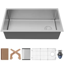 Karran Fusion 33" Undermount Stainless Steel Workstation Kitchen Sink with Accessories, 16 Gauge, UUMSB3332-PK1