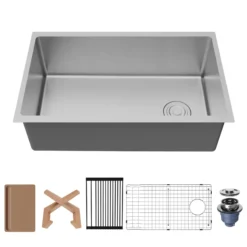 Karran Fusion 30" Undermount Stainless Steel Workstation Kitchen Sink with Accessories, 16 Gauge, UUMSB3032-PK1