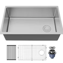 Karran Fusion 30" Undermount Stainless Steel ADA Kitchen Sink with Accessories, 16 Gauge, UUMSB3031-PK1