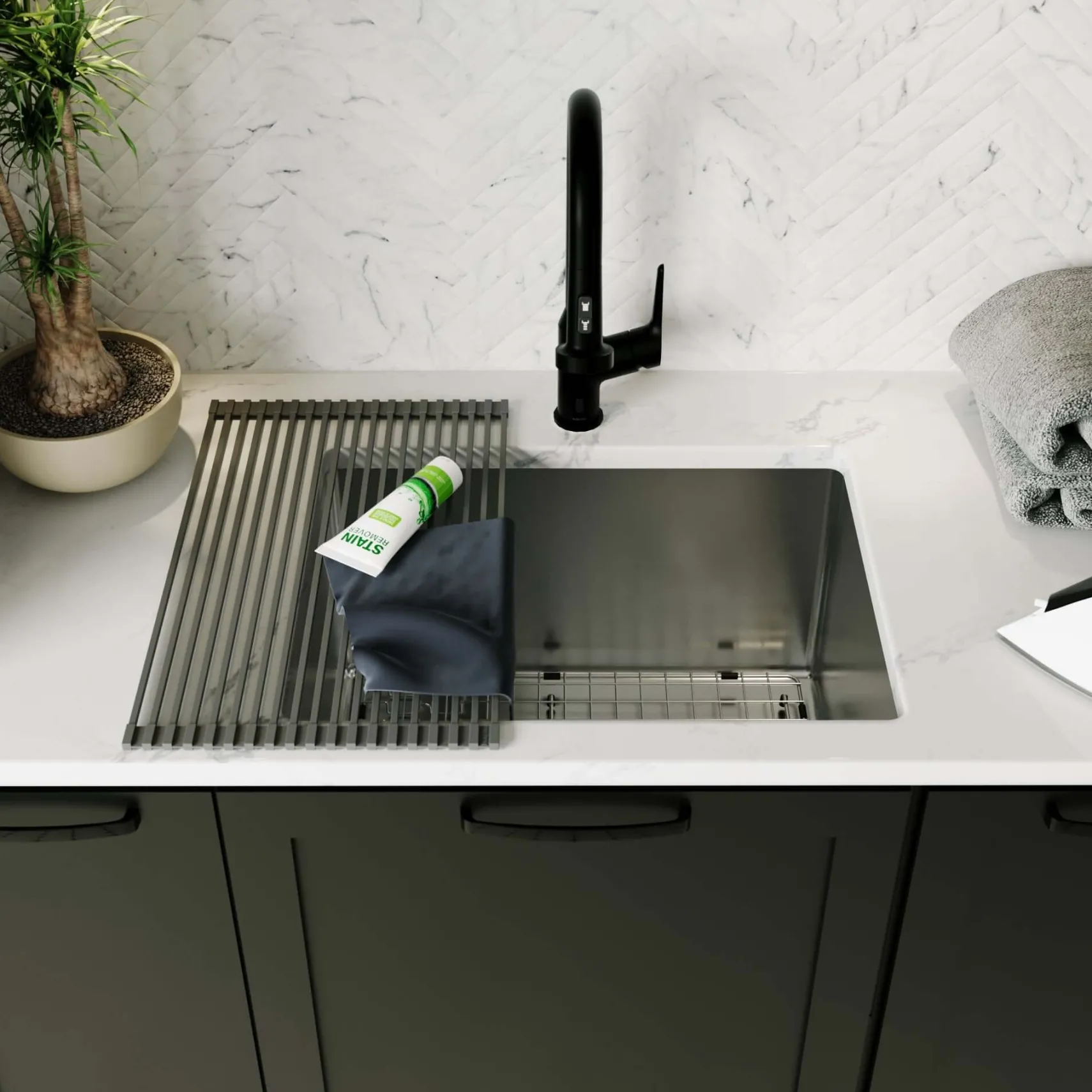 Karran Fusion 23" Undermount Stainless Steel ADA Kitchen Sink with Accessories, 16 Gauge, UUMSB2331-12PK1