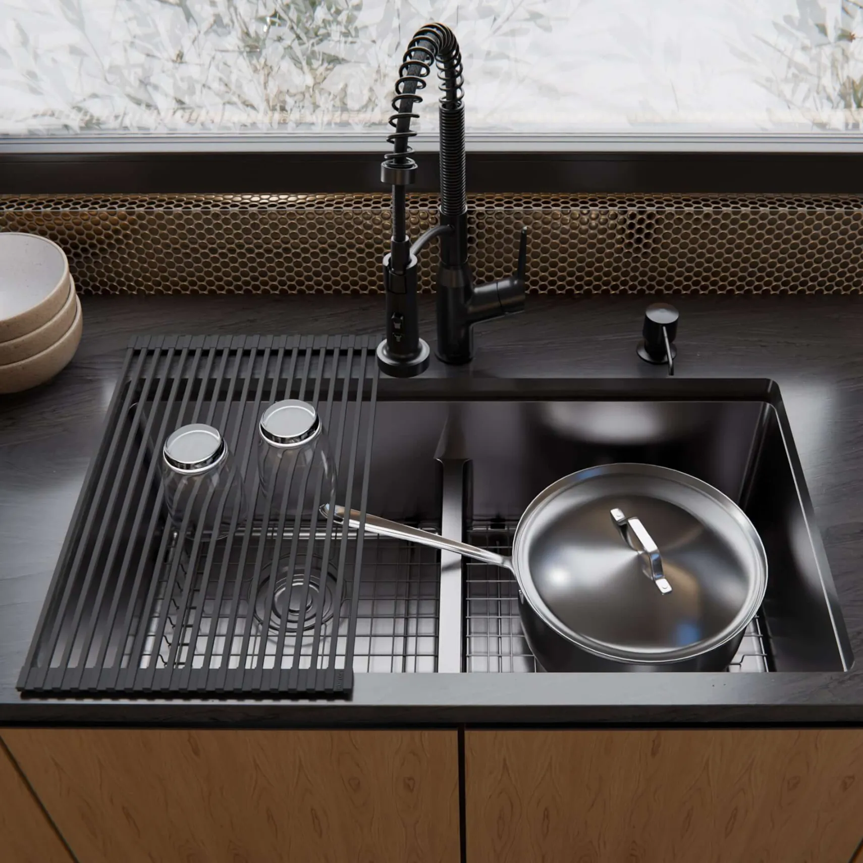 Karran Fusion 33" Undermount Stainless Steel ADA Kitchen Sink with Accessories, 50/50 Double Bowl, 16 Gauge, UUMDB3321-PK1