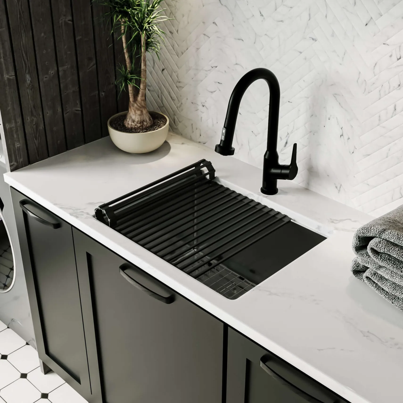 Karran Fusion 23" Undermount Stainless Steel ADA Workstation Kitchen Sink with Accessories, 16 Gauge, UUMSB2332-12PK1