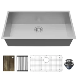 Karran Fusion 33" Undermount Stainless Steel Workstation Kitchen Sink with Accessories, 18 Gauge, UUMSB3322-PK1