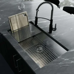 Karran Fusion 33" Undermount Stainless Steel Workstation Kitchen Sink with Accessories, 18 Gauge, UUMSB3322-PK1