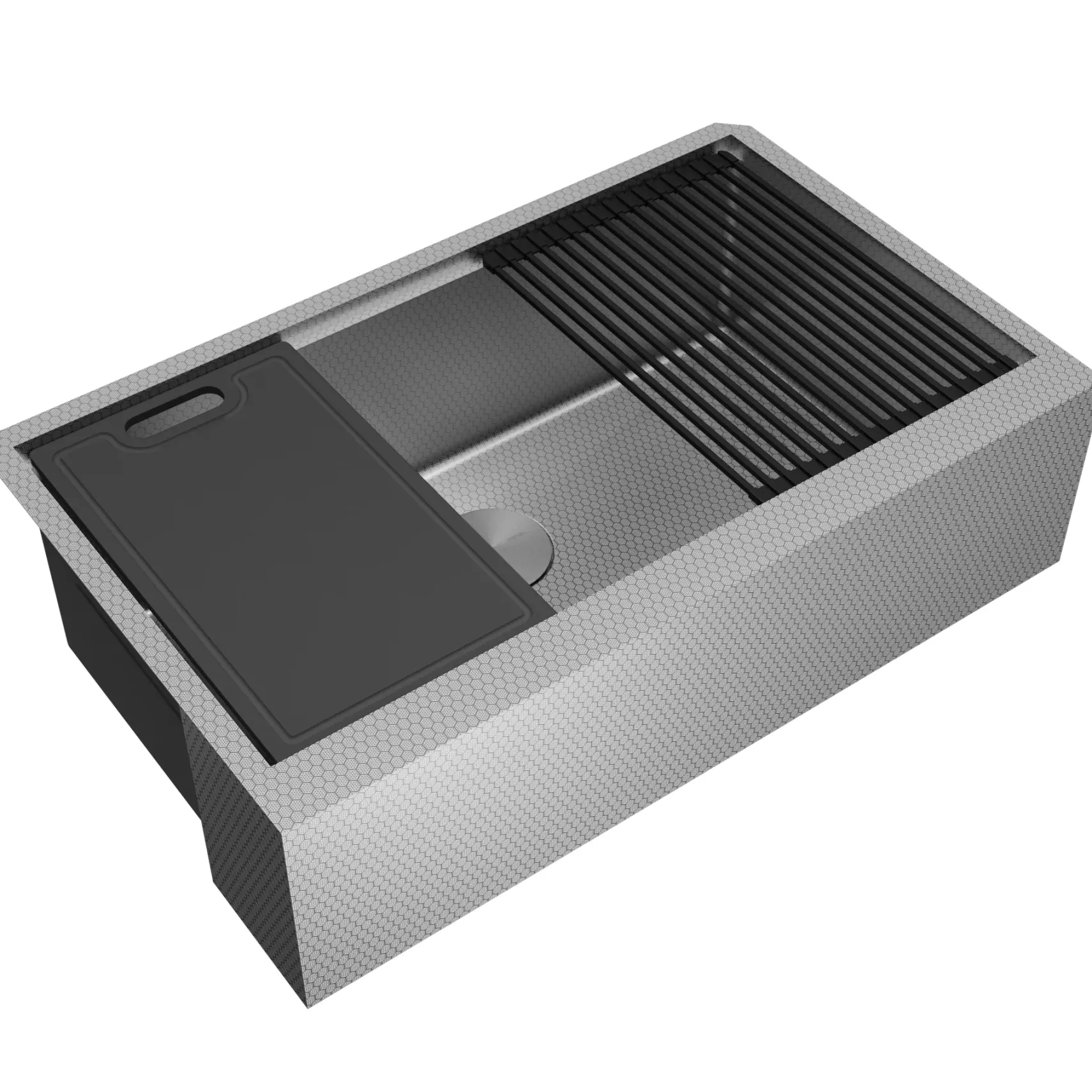 Karran Matrix 33" Stainless Steel Workstation Farmhouse Sink, HSU3320SB