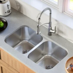 Karran Profile 32" Undermount Stainless Steel Kitchen Sink with Accessories, 50/50 Double Bowl, 16 Gauge, PU51-PK1