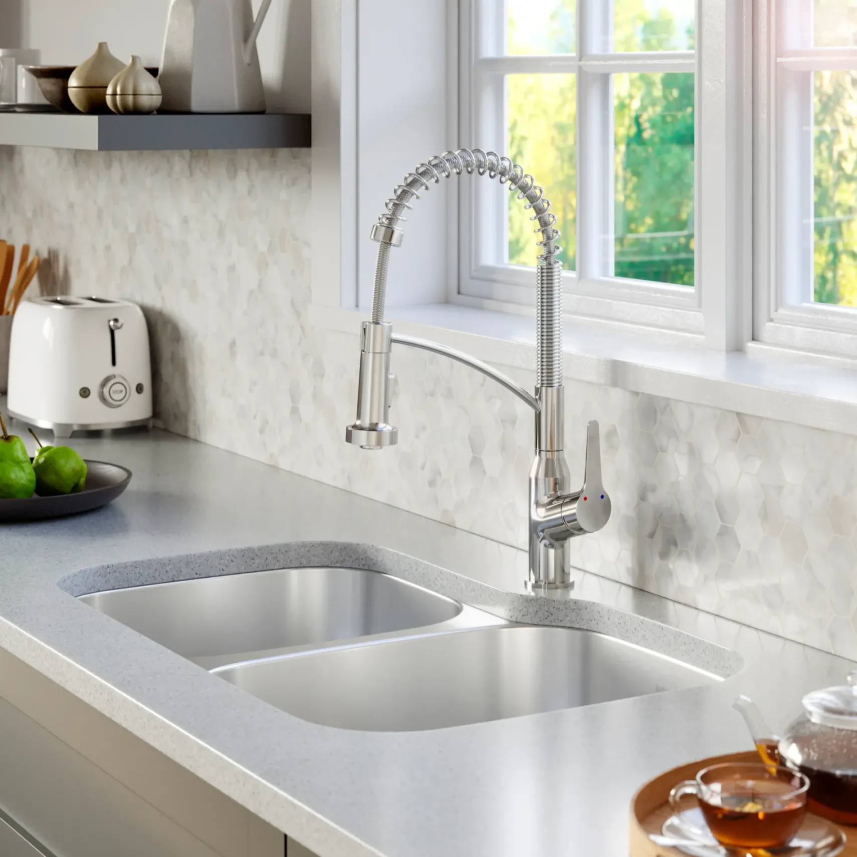 Karran Profile 32" Undermount Stainless Steel Kitchen Sink with Accessories, 40/60 Double Bowl, 18 Gauge, PU23L-PK1